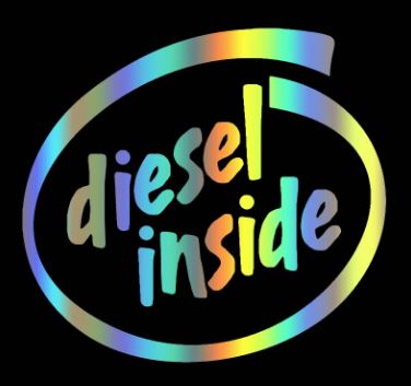 Samolepka na auto "diesel inside" rainbow 11x12cm