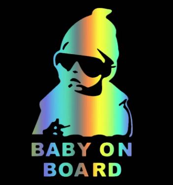 Nálepka "Baby On Board"  Boy 12x20cm Rainbow