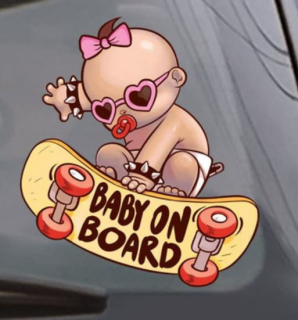 Nálepka "Baby On Board"  Girl 12 x 13 cm