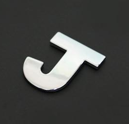 3D Nálepka chrom znak J